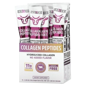 Zhou Nutrition Collagen Peptides Hydrolyzed Collagen Unflavored 15 Stix 0.39 oz (11 g) Each 669191567329