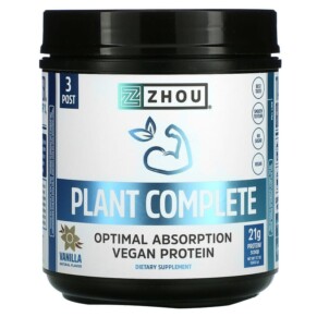 Zhou Nutrition Plant Complete Optimal Absorption Vegan Protein Vanilla 17.7 oz (500.8 g) 669191721486