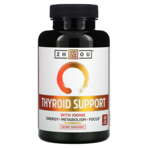 Zhou Nutrition Thyroid Support with Iodine 60 Veggie Capsules 859805006355